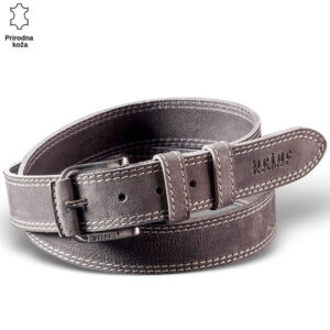 Kožni kaiš sive boje sa šavovima