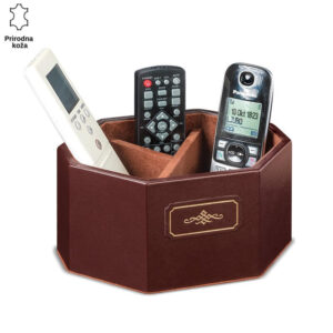 Držač za daljinske upravljače od tamnosmeđe prirodne kože