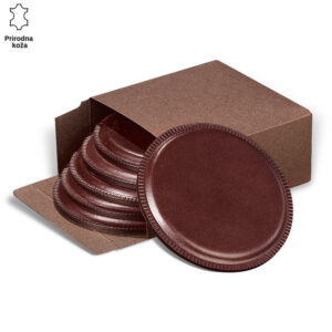 Braon kožni podmetači Princ Leather složeni u smeđoj kutiji.