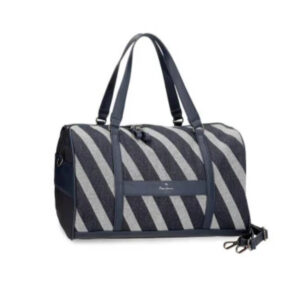 Torba sa prugastim dezenom u mornarsko plavoj i sivoj boji sa Pepe Jeans logom.