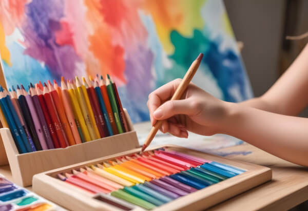 Drvene bojice u drvenoj kutiji