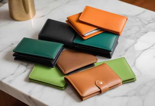 Kožni novčanici na mermernom stolu