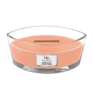 Manuka nektar mirisna sveća elipsa. Brenda woodwick, u staklenoj tegli, svetlo narandžaste boje.