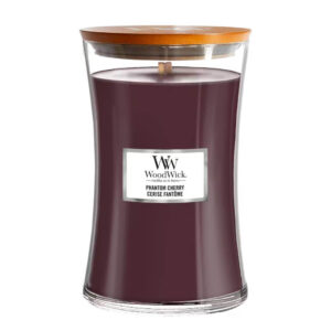 Mirisna sveća phantom cherry velika, brenda woodwick, bordo boje.