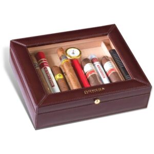 Hjumidor, poklon za muskarca. Braon boje, sa providnim staklom na za tompuse.