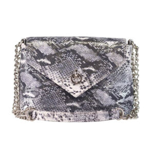 Zenska kozna torba falco 4065 sive boje sa zmijkim printom