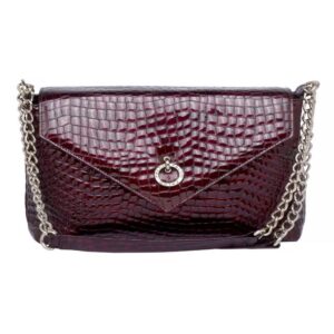 Ženska kozna torba falco 4064 bordo boje sa zmijskim printom