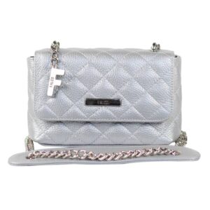 Falco house zenska kozna torba srebrne boje