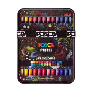 Posca vostane pastel boje, pakovanje u crnoj metalnoj kutiji od 24 komada