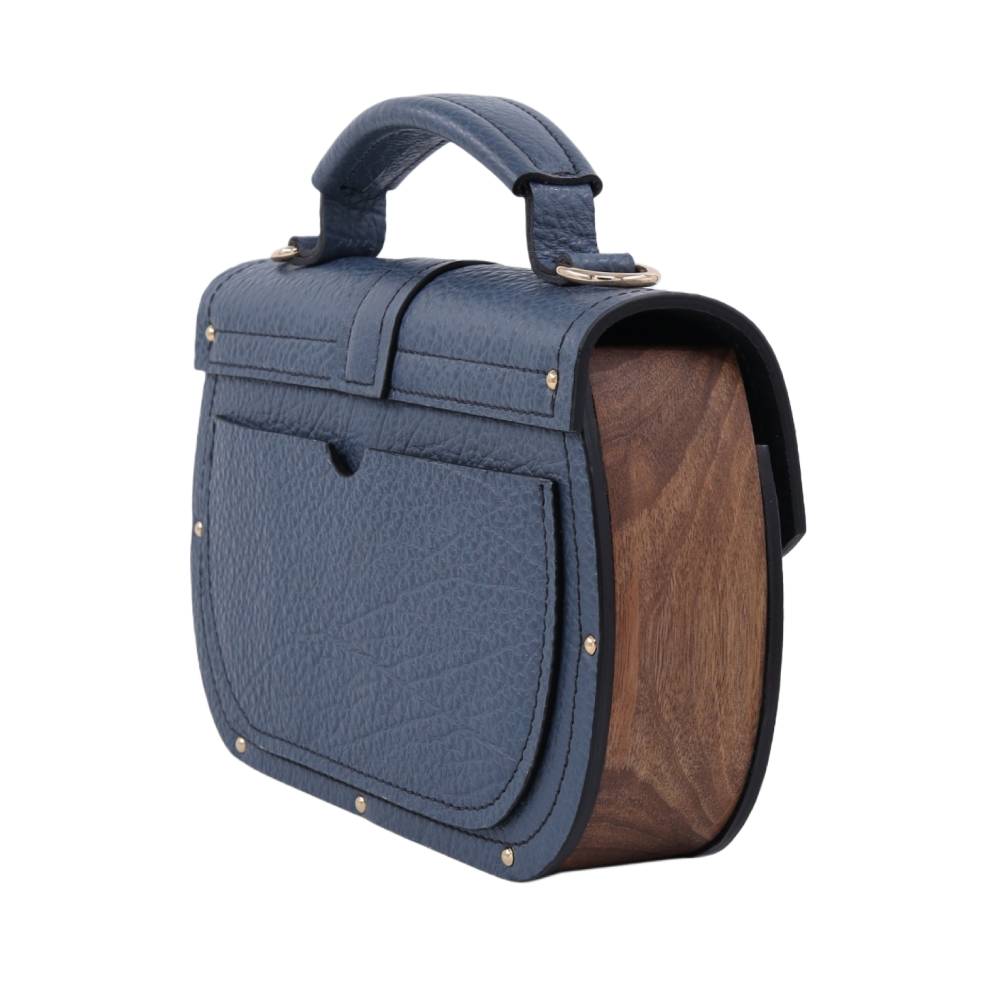 lignum-torba-joan-2 Lignum zenska kozna torba plave boje, sa strane