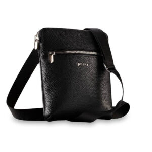 Muska kozna torbica district princ leather, u crnoj boji